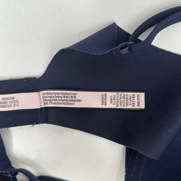 Victoria's Secret Lined Demi Bra Size 34D Navy - Picture 4 of 6